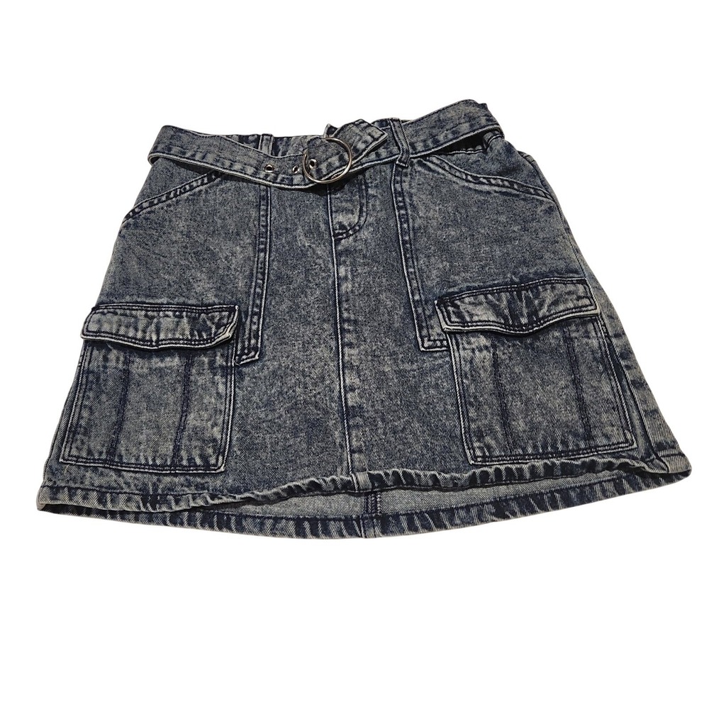Y2K Justice Brand Acid Wash Denim Girls Size 14 Skirt  Built In Shorts
